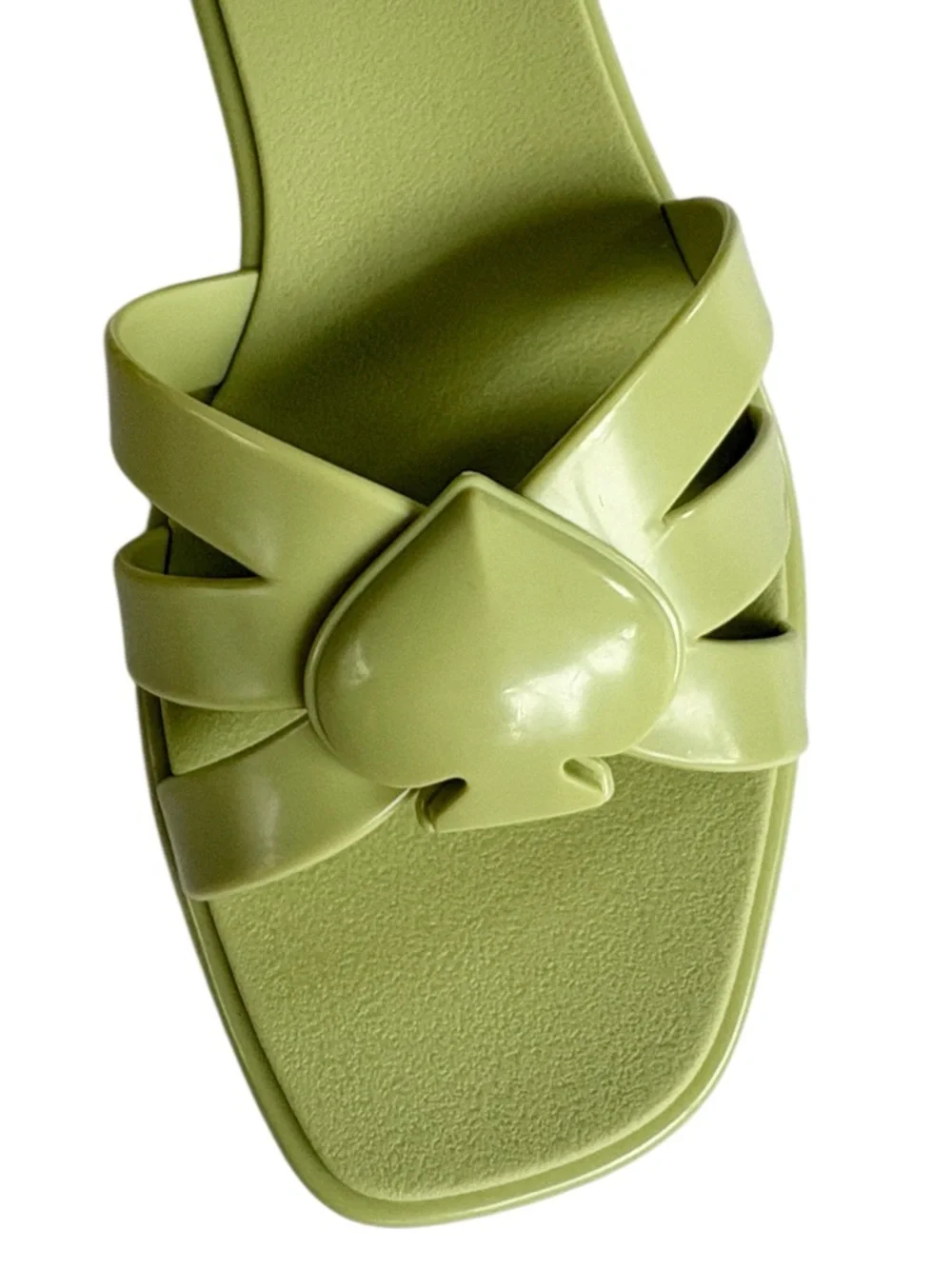 New In Box Kate Spade Sculpted Spade Jelly Sandals Bosc Pear Green Size 6